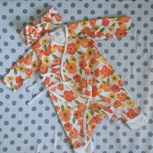 0-3m Angel Dear Orange Poppy Outfit